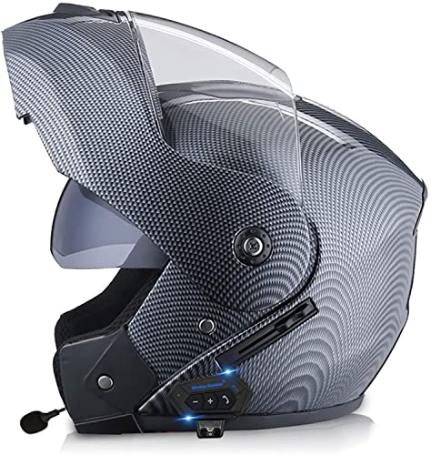 Motorradhelm Mit Bluetooth Klapphelm Integralhelm DOT/ECE Zertifiziert Sturzhelm RollerHelm Helm Motorrad Mit Sonnenblende Für Herren Damen Erwachsene (Color : J, Größe : XL=61-62cm)