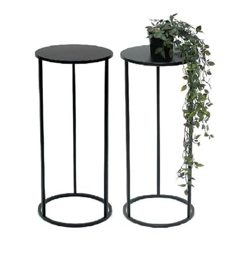 DanDiBo 2X Blumenhocker Metall Schwarz Rund 60 cm Blumenständer Beistelltisch 96316 Blumensäule Modern Pflanzenständer Pflanzenhocker