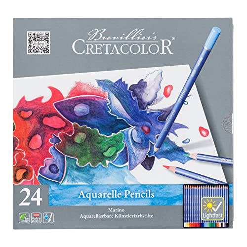 CRETACOLOR Marino | Aquarellierbare Künstlerstifte | Besonders Lichtecht | 24 Farben