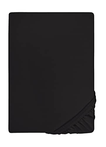 biberna 77144 Jersey-Stretch Spannbetttuch, nach Öko-Tex Standard 100, ca. 180 x 200 cm bis 200 x 200 cm, schwarz