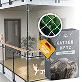 Samtpfote® Katzennetz für Balkon & Fenster - 4 x 3 m - Balkonnetz transparent und reißfest - Langlebiges Katzenschutznetz inkl. Montagematerial