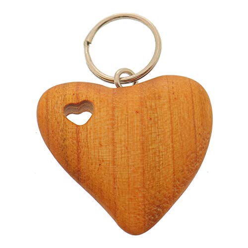 10x HOFMEISTER® Schlüsselanhänger Herz im Herz aus geöltem Kirschholz, toll als Geschenk, hochwertiges EU Naturprodukt, 6 cm
