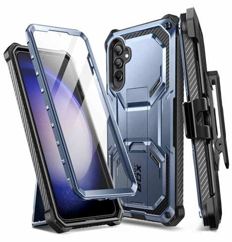 i-Blason Armorbox Hülle für Samsung Galaxy S23 FE (2023) Outdoor Handyhülle Bumper Case 360 Grad Schutzhülle mit integriertem Displayschutz, Ständer und Gürtelclip (Blau)