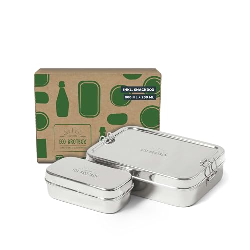 ECO Brotbox | Brotbox XL | rechteckige Brotdose + Snackbox aus Edelstahl | 700 ml