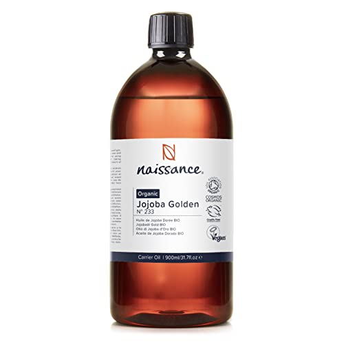 Naissance Jojobaöl Gold BIO (Nr. 233) - 900ml - 100% Rein Kaltgepresst Gesichtsöl für Haare Wimpern Haut - Pflegendes Körperöl für Massage und Kosmetik