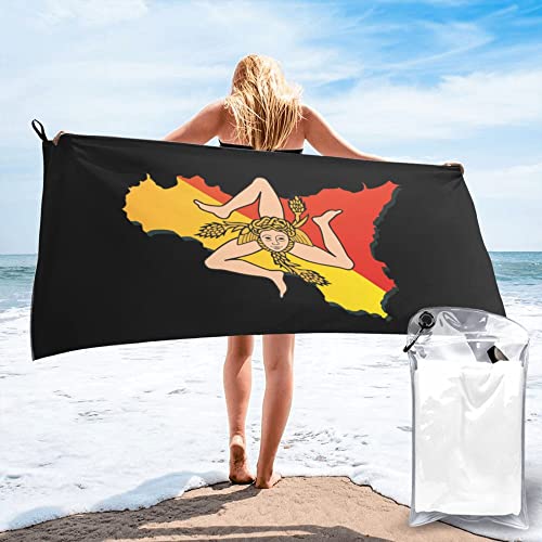 Flagge von Sizilien, Mikrofaser-Strandtuch, schnell trocknend, übergroße Handtücher, Decke für Reisen, Pool, Camping
