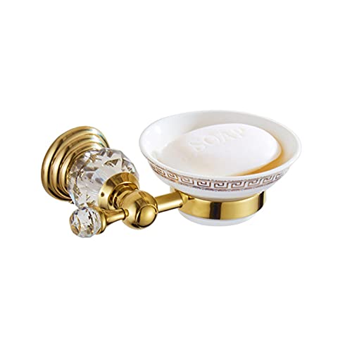 Huachaoxiang Soap Net Badezimmer Seifenhalter, Goldene Soap Box Seifenhalter Badezimmer Rack-Kristall Soap Net Elegante Und Prägnante Form,Gold