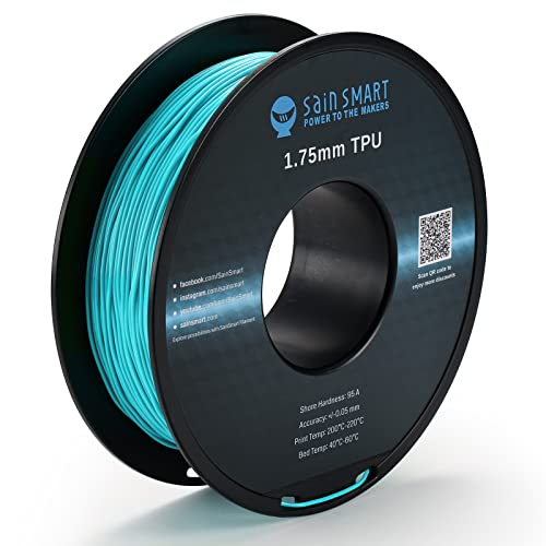 SainSmart Neon Color TPU, 1,75 mm flexibles TPU 3D-Druckerfilament 800 g, Maßgenauigkeit +/- 0,05 mm, Neon Cyan, grünlich-blaue Farbe