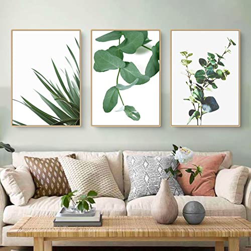 CULASIGN 3er Set Bilder Pflanzen Grüne Blätter Pflanze Botanikbilder Poster Modern Art Grün Posterset Kunstdruck Decor- ohne Rahmen Wohnzimmer Schlafzimmer Esszimmer Wandbild Deko (40x50cm)