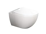 Aqua Bagno Design Hänge-WC ohne Spülrand Toilette inkl. Sitz mit Absenkautomatik spülrandlos modernes Design 510x352mm