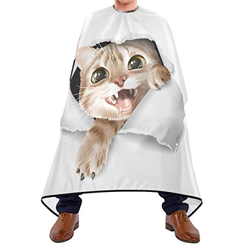 Shaving Beard Hairdressing Haircut Capes - Cartoon Cute Cat Professional Waterproof with Snap Closure Adjustable Hook Unisex Hair Cutting Cape