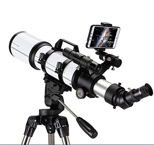 Teleskop, 80 mm Öffnung, 600 mm Halterung, astronomisches Brechungsteleskop für Kinderanfänger, Reiseteleskop mit schwarzer Tasche, Telefonadapter und kabelloser Fernbedienung