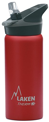 Laken Thermo Jannu Isolierte Edelstahl Kinder-Wasserflasche mit großer Öffnung, Unisex, rot