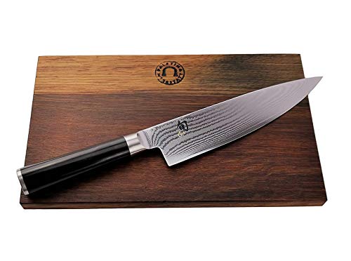 Kai Shun Classic Geschenkset | DM-0706 Kochmesser | 20 cm Klinge aus 32-Lagen Damaststahl | ultrascharfes Japan Messer | + großes Schneidebrett aus Fassholz (Eiche) 30x18 cm | VK: 229,95 €
