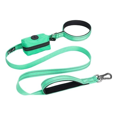 Haustierleine mit Futterbeutel, Zugseil for Hunde, Freisprecheinrichtung, Bungee-Leine, Aufbewahrungstasche for Hundefutternäpfe, verstellbare Mini-Tasche (Color : Green)