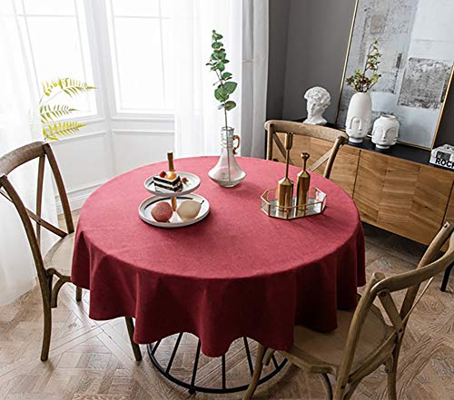 Naturer Tischdecke Wasserabweisend Tischwäsche Lotuseffekt Tischtuch Rund 130 cm Rot
