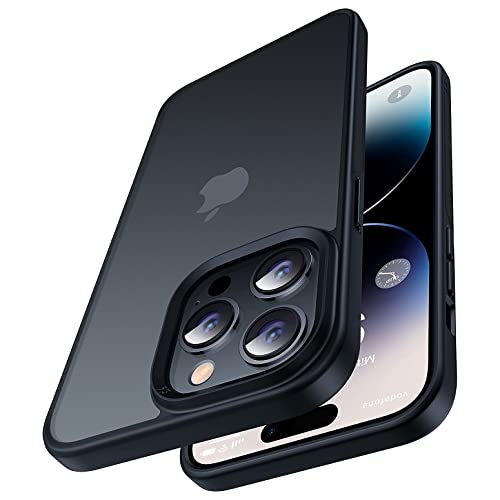 Arktis Hybrid Handyhülle, Hybridcase mit optimalem Grip kompatibel mit iPhone 14 Pro Max [kabelloses Laden] (Anti-Fingerprint) Schutzhülle TPU Polycarbonat Case Full Black