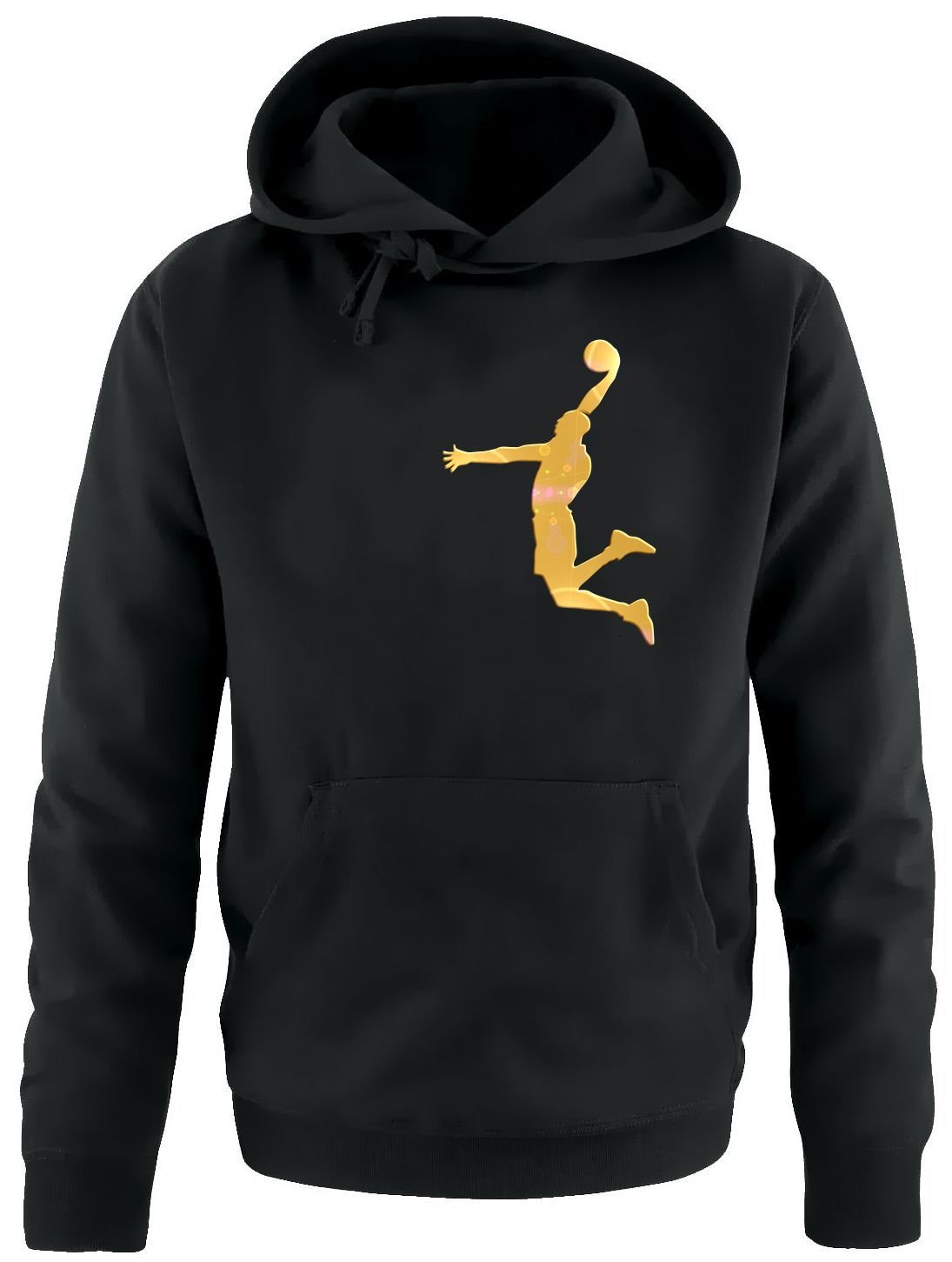 Coole-Fun-T-Shirts Dunk Basketball Slam Dunkin Kinder Sweatshirt mit Kapuze Hoodie schwarz-Gold, Gr.140cm