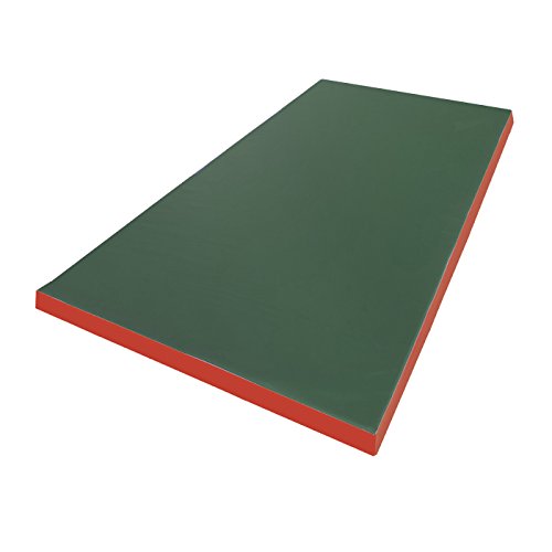NiroSport Turnmatte für zu Hause / 8cm hohe Weichbodenmatte für Gymnastik & Yoga/Kinder Sportmatte für Turnhallen – hautfreundlicher Fitnessmatte aus abwaschbarem Kunstleder (200 x 100 cm, Grün/Rot)