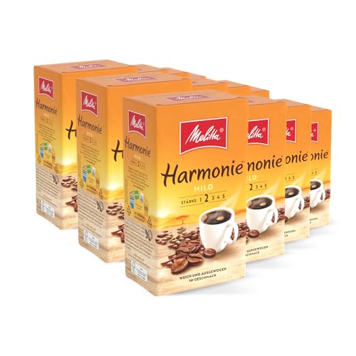 Melitta Gemahlener Röstkaffee, Filterkaffee, feines Aroma, milder Röstgrad, Stärke 2, Harmonie Mild, 12er Pack (12 x 500 g)