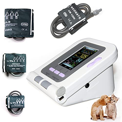 ZYLEDW Veterinär Elektronisches Blutdruckmessgerät, Elektronisches Blutdruckmessgerät für TiereOberarmBlutdruckmessgerät,Blutdruckmessgerät Für Die Hunde-/KatzenHaustierpflege 3 Manschette,