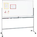 Schäfer Shop Select Mobiles Whiteboard, weiß lackiert, drehbare Tafel, 4 Lenkrollen, 900 x 1800 mm 2