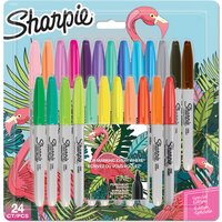 Sharpie Permanent Marker | Marker Stifte mit feiner Spitze | gemischte Flamingo- und Originalfarben | 24 Stück Market Set