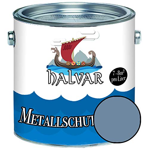 Halvar Metallschutzlack SEIDENMATT Blau RAL 5000-5024 Metallfarbe besonders robuster Kunstharzlack Wetterbeständig & perfekter Langzeitschutz Metall (5 L, RAL 5014 Taubenblau)