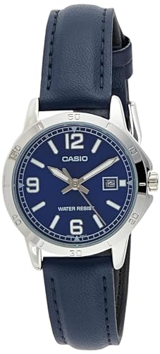 Casio LTP-V004L-2B Women's Blue Leather Band Blue Dial Date Analog Dress Watch