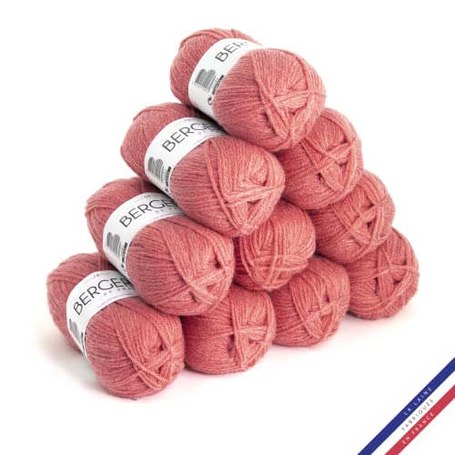 Bergère de France - BARISIENNE, Wolle set zum stricken und häkeln (10 x 50g) - 100% Acryl - 4 mm - Sehr weicher Rundfaden - Orange (CAPUCINE)