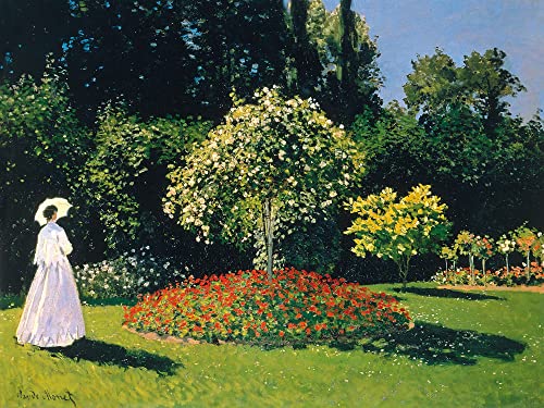 1art1 Claude Monet - Dame im Garten, 1867 Bilder Leinwand-Bild Auf Keilrahmen | XXL-Wandbild Poster Kunstdruck Als Leinwandbild 80 x 60 cm