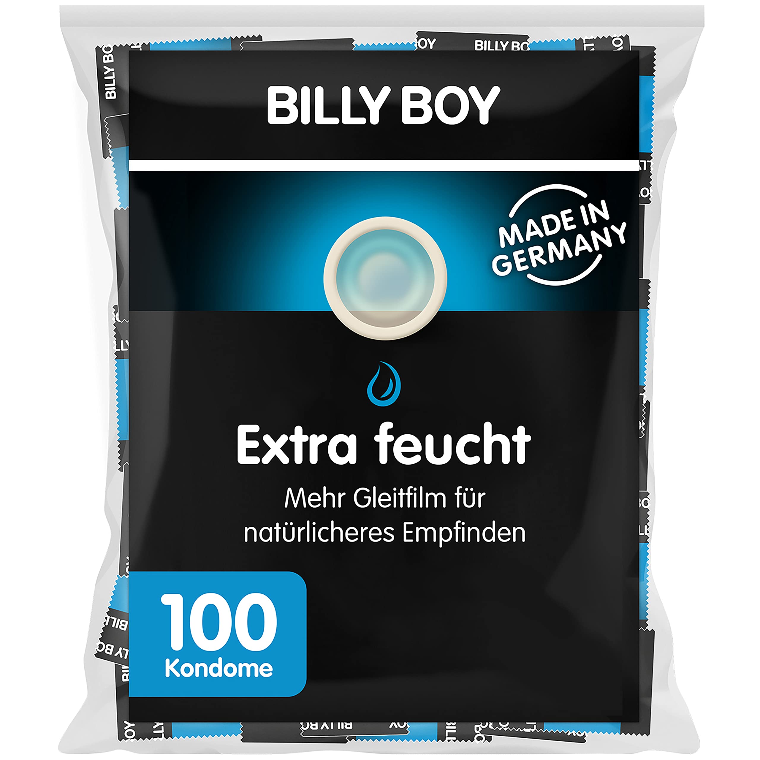 Billy Boy Extra Feucht Kondome mit mehr Gleitfilm Premium Großpackung, transparent, 100er Pack