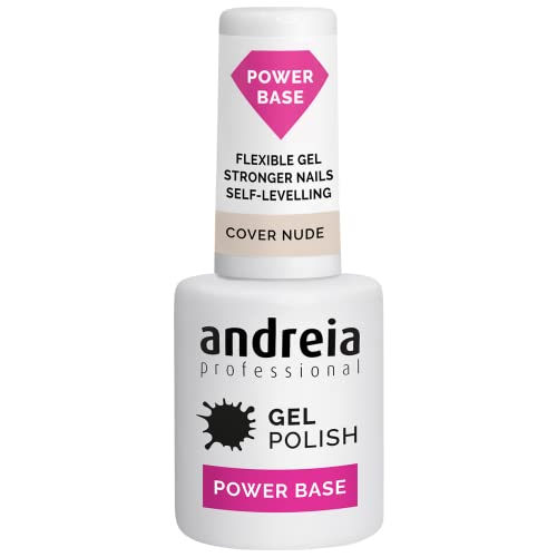 Andreia Professional Nude Gel-Nagellack Power Base - Hochviskose Basis für stärkere Nägel - Aufbau-Basisgel für kleine Nagelverlängerungen - Vegan - Farbe Abdecknude - 10,5 ml