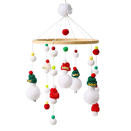 GLITZFAS Babybett Mobile Baby Windspiel, Weihnachten Mobile Baby Holz mit Filzbällen Ornament Kinderzimmer Hängende Bettglocke Geschenk für Baby Mädchen oder Jungen