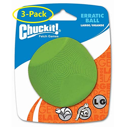 Chuckit! Fetch Toy Erratic Ball Unpredictable Bounce Fits Launcher Large 3-Pack