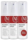 N1 Mückenspray 3x100 ml - [Pflanzliches Insektenschutz Spray für Erwachsene und Kinder] - Hautverträglichkeit dermatologisch getestet - Wasser- & Schwitzfest - für Körper & Gesicht - Apothekenprodukt