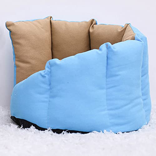 AnsonBoy Abnehmbares Katzen-Hundebett Haus Winter Warm Hundehütte Sofa Haustierbett für kleine, mittelgroße Hunde, weiches Haustiernest, Katzenhaus, Kissen, Haustierbedarf, Blau, M