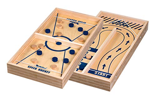 Philos 3239 - Shuffle Game & Speed Hockey, aus Kiefern- und Birkenholz, inklusive Spielsteine, Katapult Brettspiel, 2 in 1