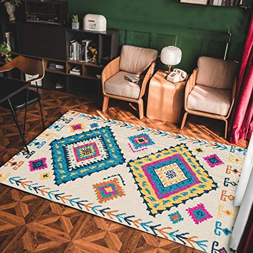 Bohemian Area Rug rutschfester Badbodenmatte Waschbar Retro Traditioneller dekorativer Teppich für Schlafzimmer Badezimmer Wohnzimmer Tür 60x90cm