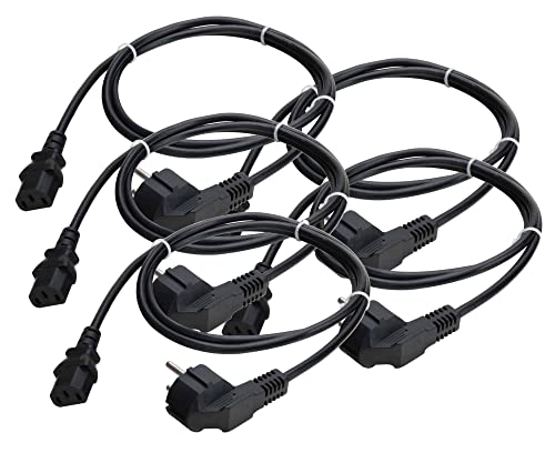 Pronomic EUIEC-1.5 Kaltgeräte Netzkabel 5X Set - C13-1,5m Lange Kabel für Bühne, Studio, Audio, Computer/PC und - schwarz