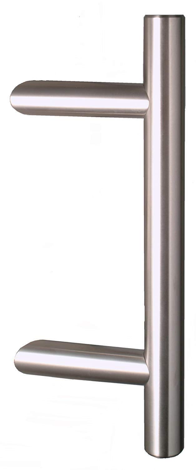 HISKA Haustürgriff Edelstahl, Länge 320mm Achsmaß 200mm, Stossgriff, Stangengriff mit 45° Haltern, Made in Germany