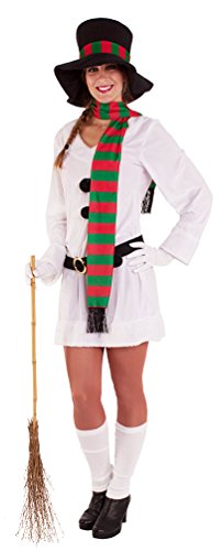 Karneval-Klamotten Schneemann Kostüm Damen Schneefrau Kleid Hut Schal Gürtel Fasching Snowman Erwachsene Damenkostüm