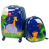 DREAMADE Kinderkoffer-Set Kiderkoffer mit Rucksack, Kindertrolley Kindergepäck, Handgepäck Reisegepäck Hartschalenkoffer für Kinder (Dunkelblau)