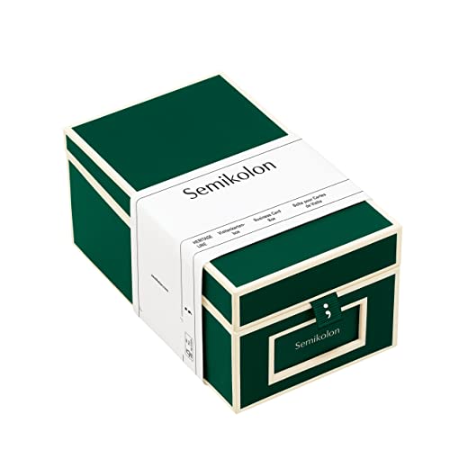 Semikolon 364117 Visitenkartenbox – alphabetisches Register – 10,5 x 18 x 8,3 cm – Business-Card-Box – forest grün