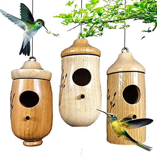 Qwertfeet Vogelhaus aus Holz für draußen, 3 Stück Vogelschaukel Vogelnest für