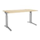 Schäfer Shop Genius Schreibtisch PLANOVA ergoSTYLE, C-Fuß, Rechteck, man. höhenverstellbar, B 1600 x T 800 x H 675-895 mm, Ahorn-Dekor/weißalu 2