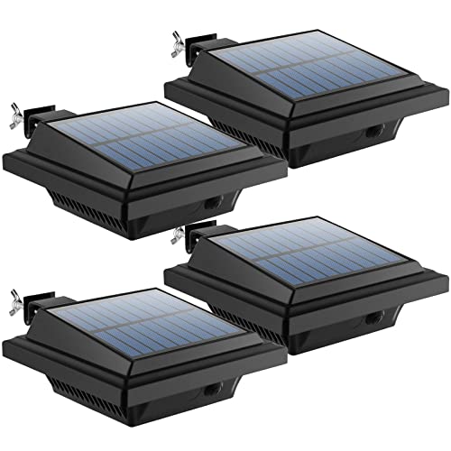 Dachrinne Solarleuchte 40 LEDs | UniqueFire Solarlampen für Außen | Schwarz Gartenbeleuchtung Warmweißes Solarlicht, 3W Sicherheitswandleuchte Aussen Zaunlicht Außenlampe für Garage, Patio