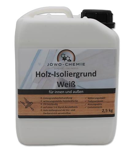 JOWO-CHEMIE Holz-Isoliergrund Weiß (5kg) Holzfarbe Grundierung Isolierfarbe Wetterschutzfarbe Qualität für Profis