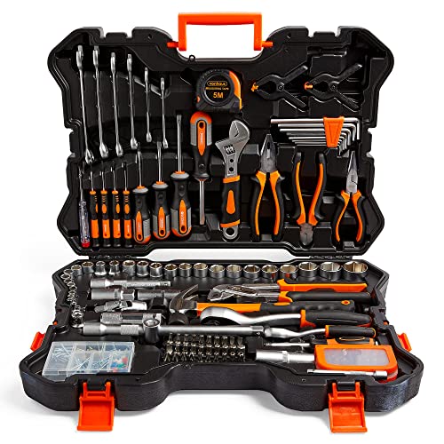 VonHaus 256-teiliges Premium-Universal-Handwerkzeug + Schlüsselsatz - Kombinationswerkzeugset mit satiniertem Werkzeug und stabiler Aufbewahrungsbox - ideal für Heimwerker & Werkstätten