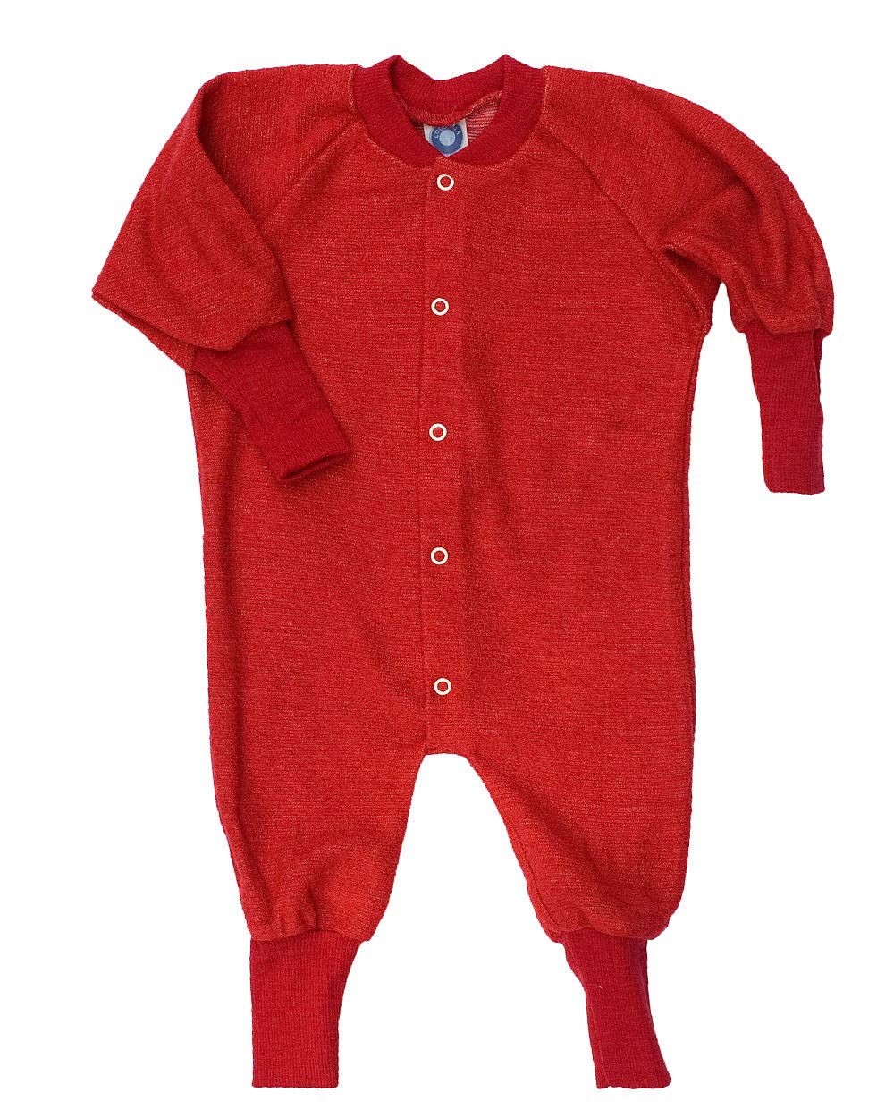 Cosilana, Einteiler Schlafanzug ohne Fuß, 100% Wolle (74, Rot)